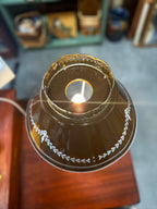 Vintage Brass Candlestick Lamp with Laurel Tole Shade, c. 1965–1985