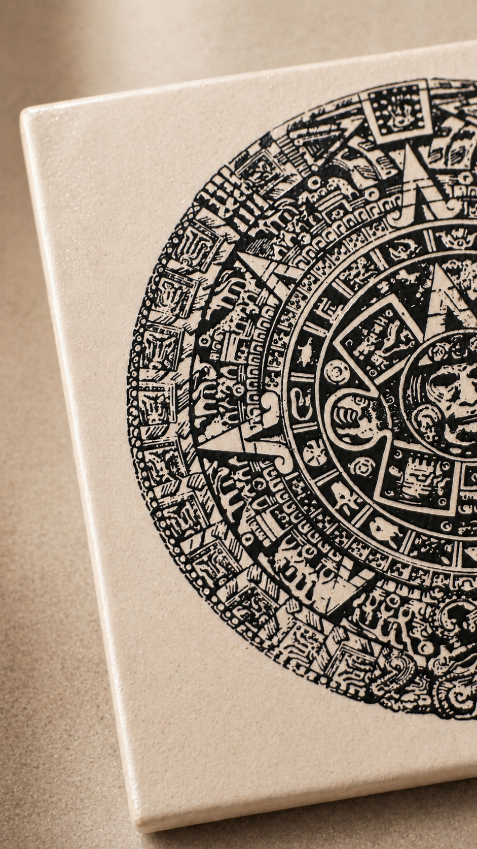 Vintage Pilkington England Aztec Calendar Tile, c. 1970s