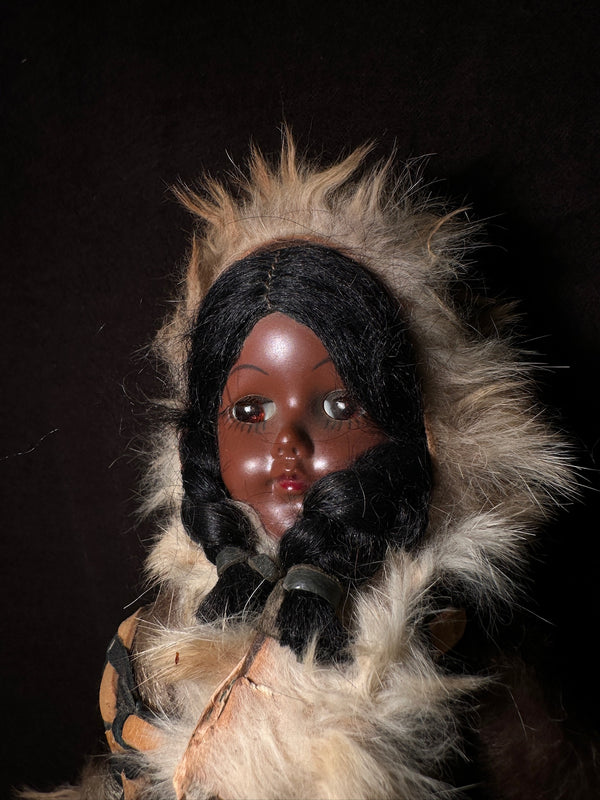 1940s Style Arctic Inuit-Style Fur Doll with Sleep Eyes