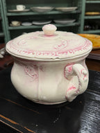 Antique Pink Embossed Ironstone Chamber Pot with Lid, c. 1890–1910