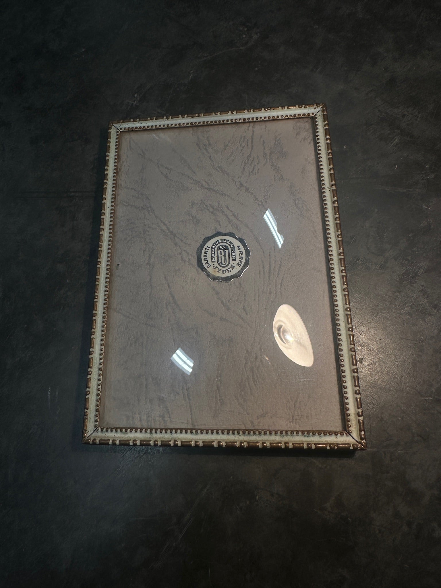 Mid Century Danish Design Mid Century Picture Frame with Convex Domed Glass, c. 1950s