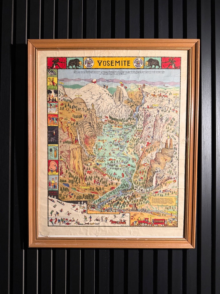 1931 Jo Mora Yosemite Pictorial Map – Vintage National Park Illustration | H.S. Crocker Print