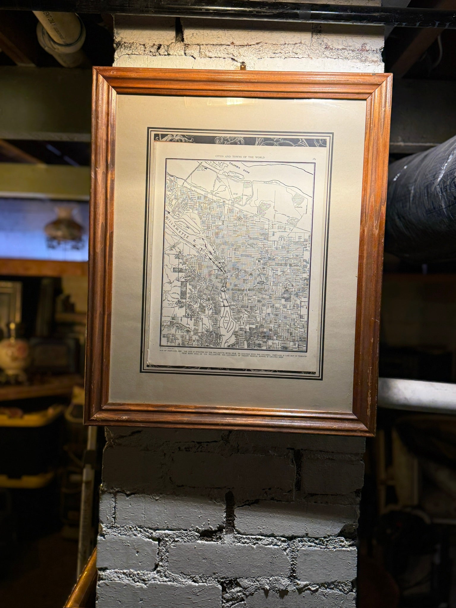 1939 Collier’s Map of Portland, Oregon | Framed City Map in Antique Wood Frame
