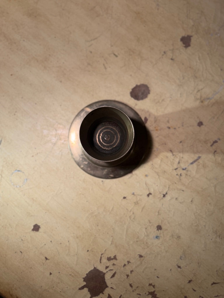 Late Victorian Turned Brass Inkwell Base (c. 1870–1910)