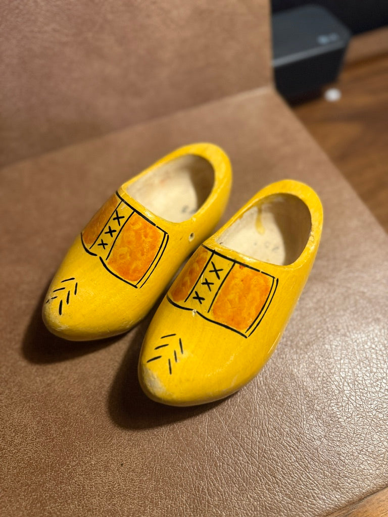 Vintage Dutch Wooden Clogs (Klompen) Hand-Painted Children's Shoes