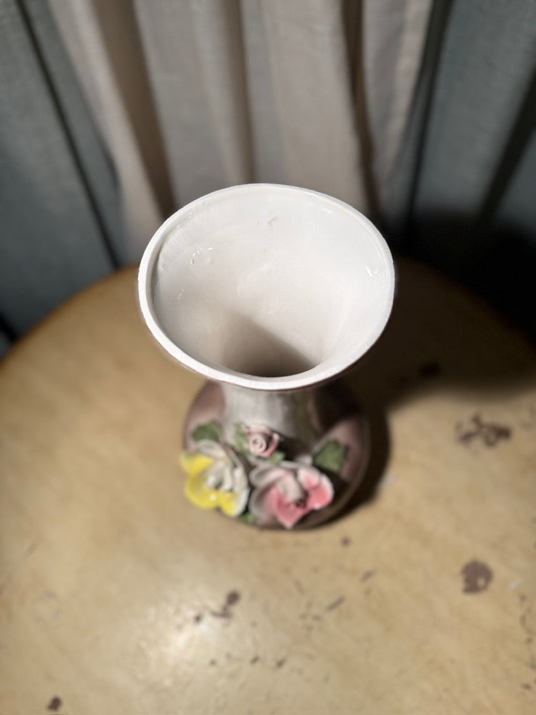 Vintage Capodimonte Porcelain Rose Vase — Naples Italy c. 1940–1955