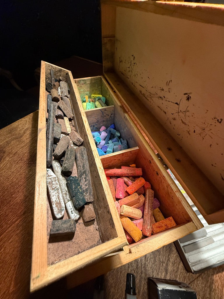Antique Artist’s Pastel Box with Original Contents, c. 1900–1935