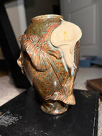 Calla Lilies in Copper Green, Signed Doyle Ceramic Vase