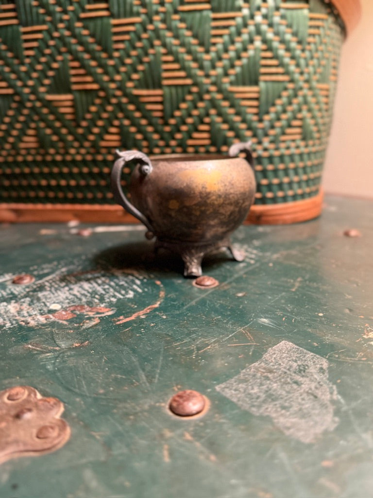 Vintage FB Rogers Silver Co Sugar Bowl 1224 – Silverplate Tripod Footed Creamer c. late 1940s-50s