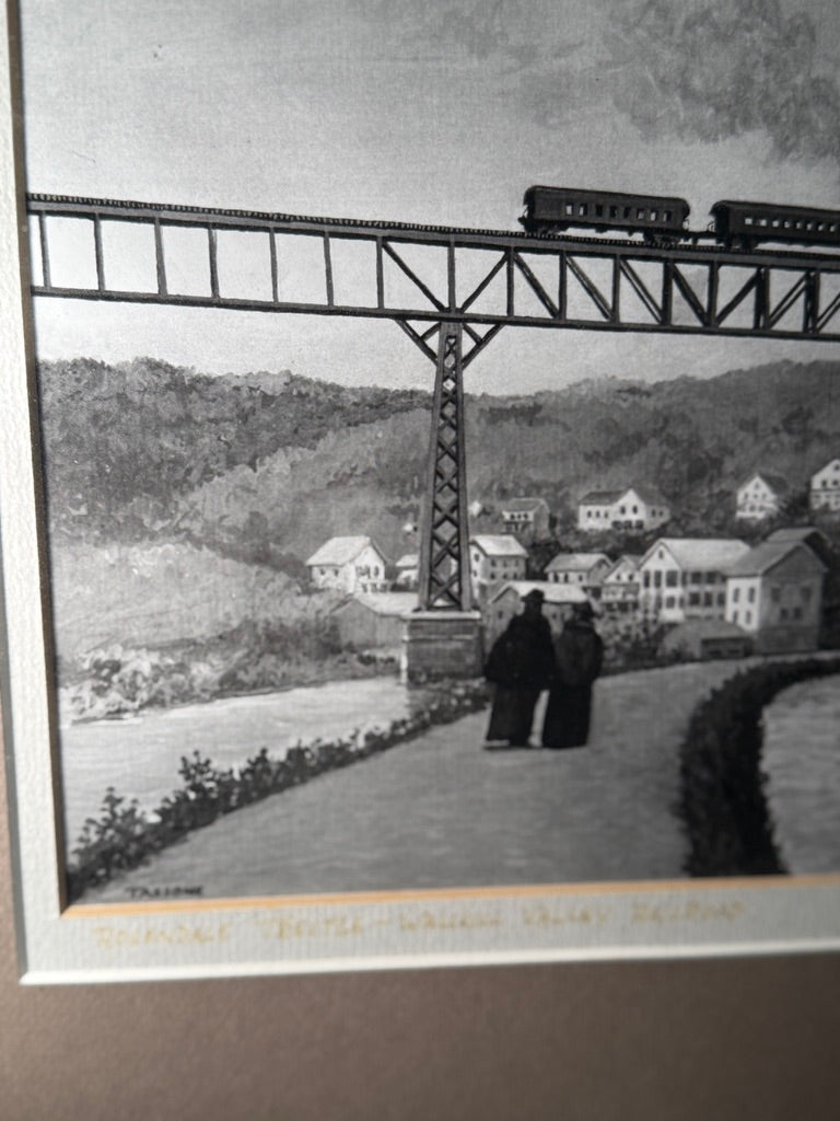 Rosendale Trestle, Wallkill Valley Railroad (1872 Bridge) — Original Hudson Valley Railroad Illustration by Tassone, c. 1970–1990