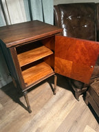 Early 20th-Century Cabinet Table (c. 1920s–1930s) | Black & Walnut Finish | Hinchman Collective