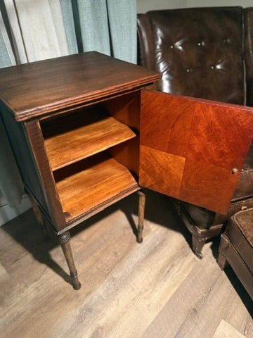 Early 20th-Century Cabinet Table (c. 1920s–1930s) | Black & Walnut Finish | Hinchman Collective