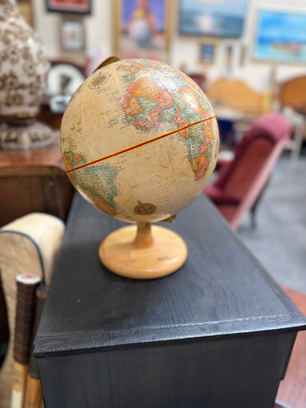 Vintage Harrah's Old World Desk Globe on Wood Base, c. 1997–2010