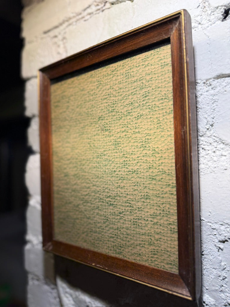 Mid Century Wood Tabletop Picture Frame with Green Textured Insert, c. 1940s-60s