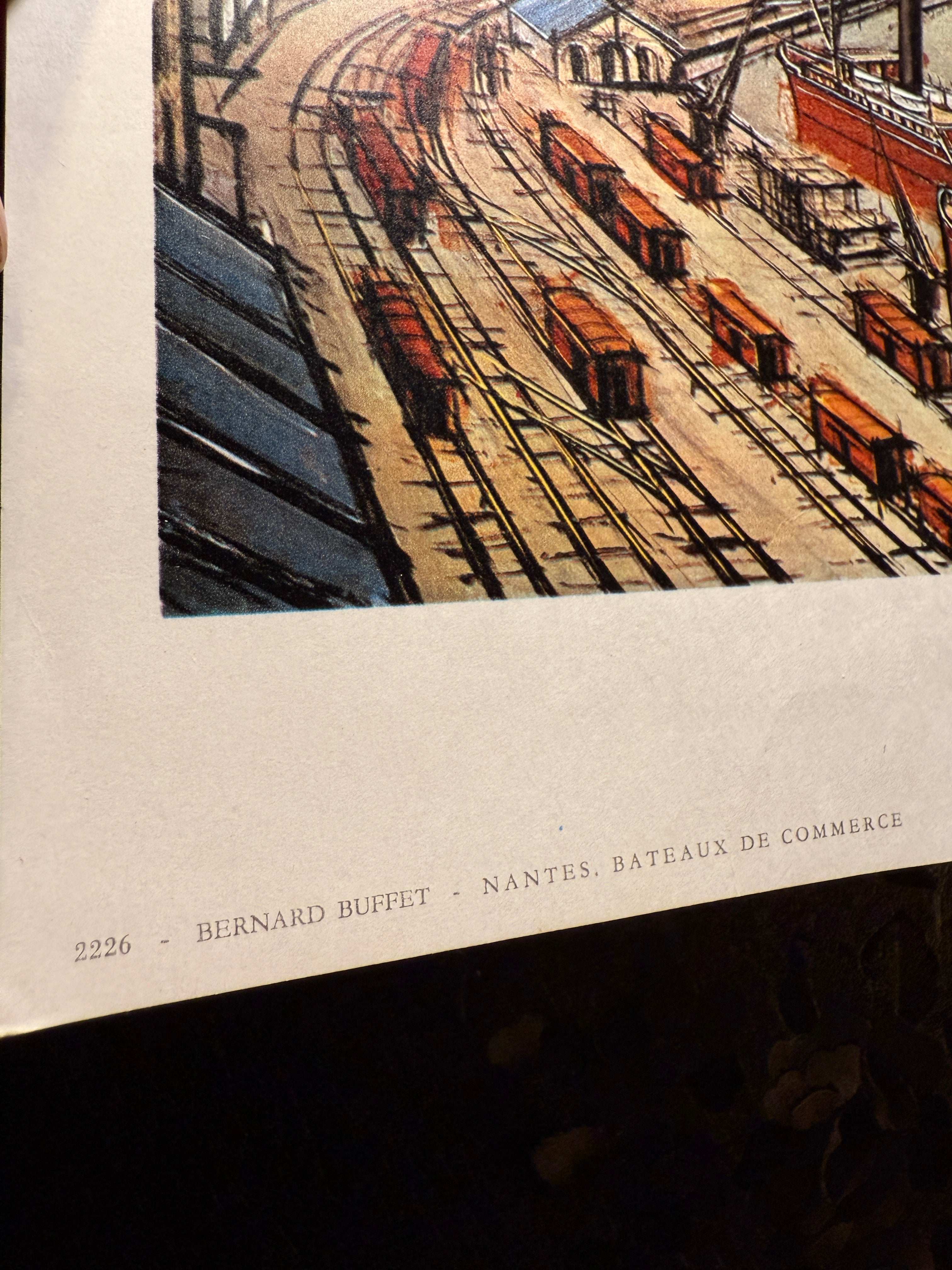 Bernard Buffet – Nantes, Bateaux de Commerce (1972) – Vintage Lithograph No. 2226