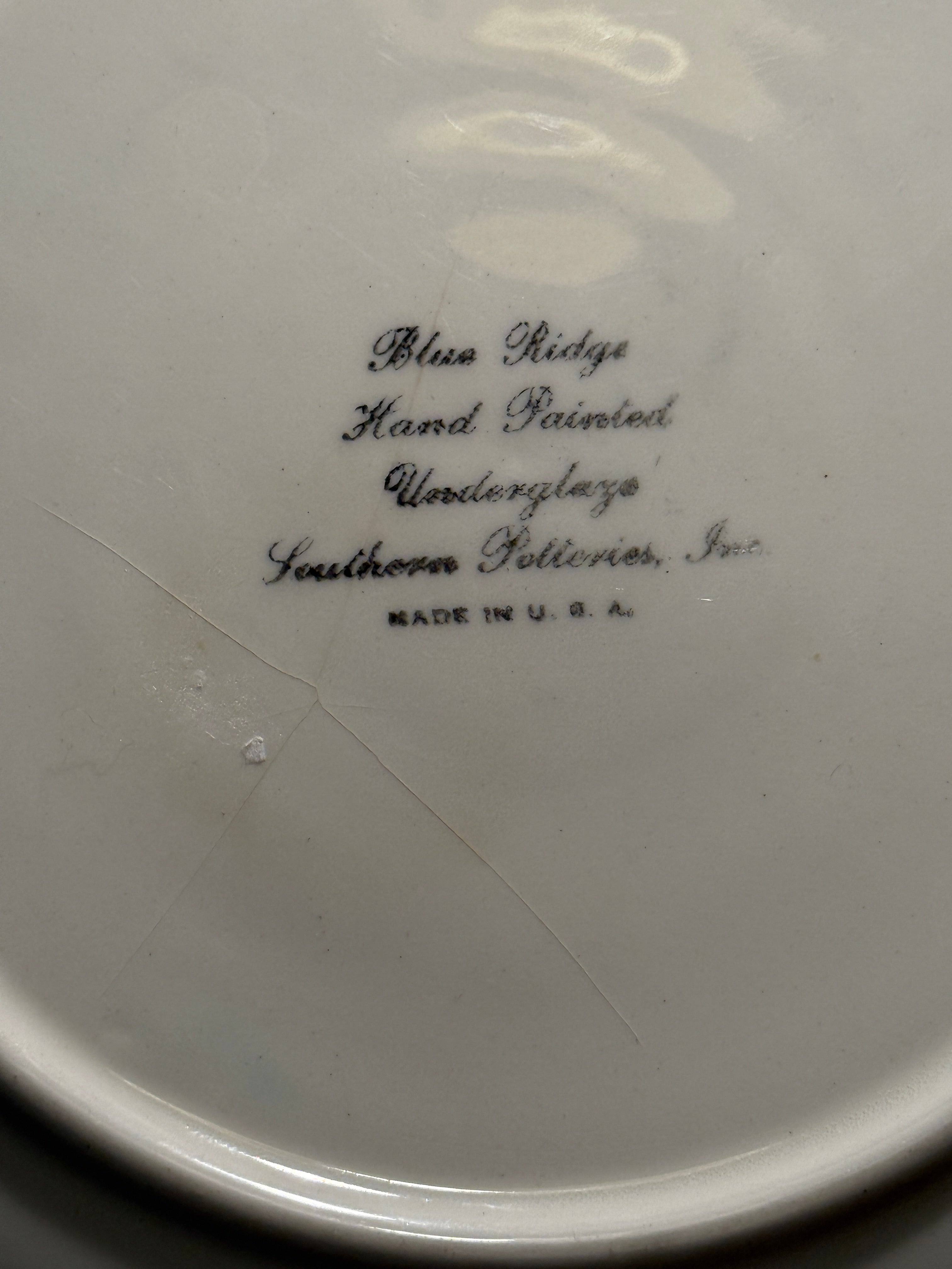 Blue Ridge Hand-Painted Floral Plates Southern Potteries, Tennessee c. 1938–1956 (Set of 2)