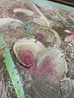 Large Impasto Floral Still Life by Lee Reynolds for Vanguard Studios, Oil on Canvas in Dusty Rose, Sage and Cream, Signed, c. 1975–1985