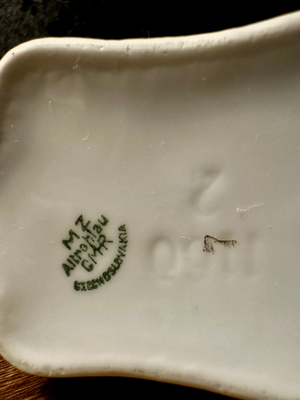 Vintage Altrohlau CMR Czechoslovakia Porcelain Trinket Box with Scalloped Lid
