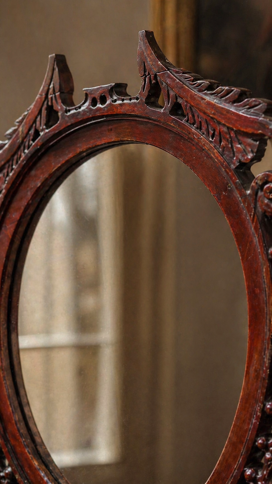 Antique Victorian Eastlake Oval Mirror, c. 1890