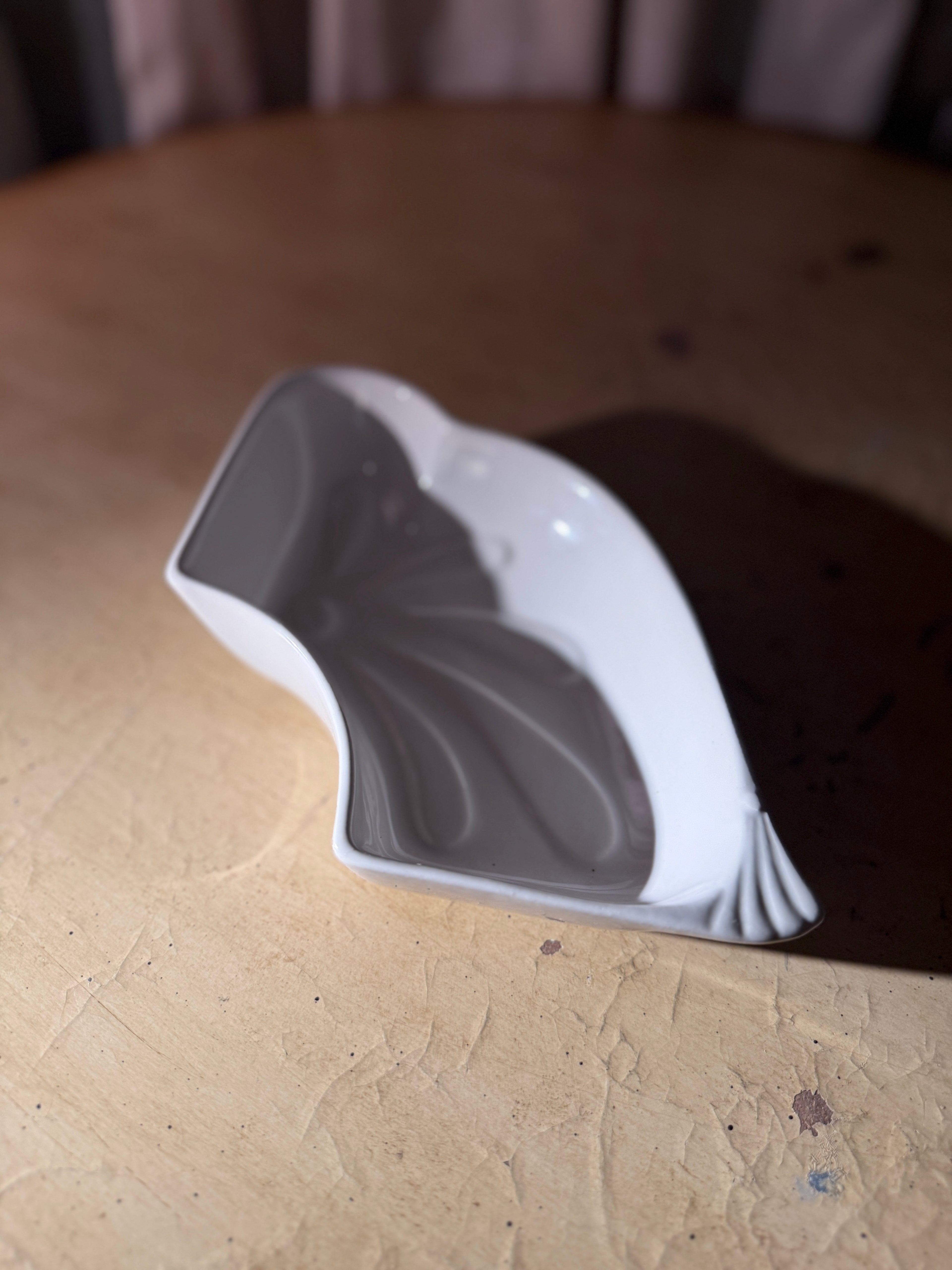 Mid Century Calif USA Sculptural White Dish