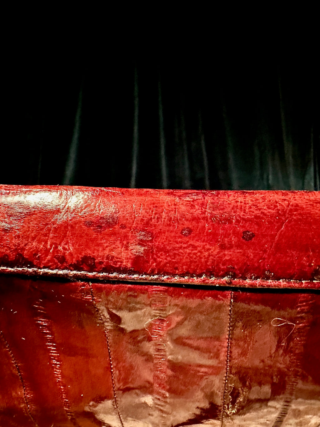 Burgundy Genuine Eel Skin Shoulder Bag, c. 1970s