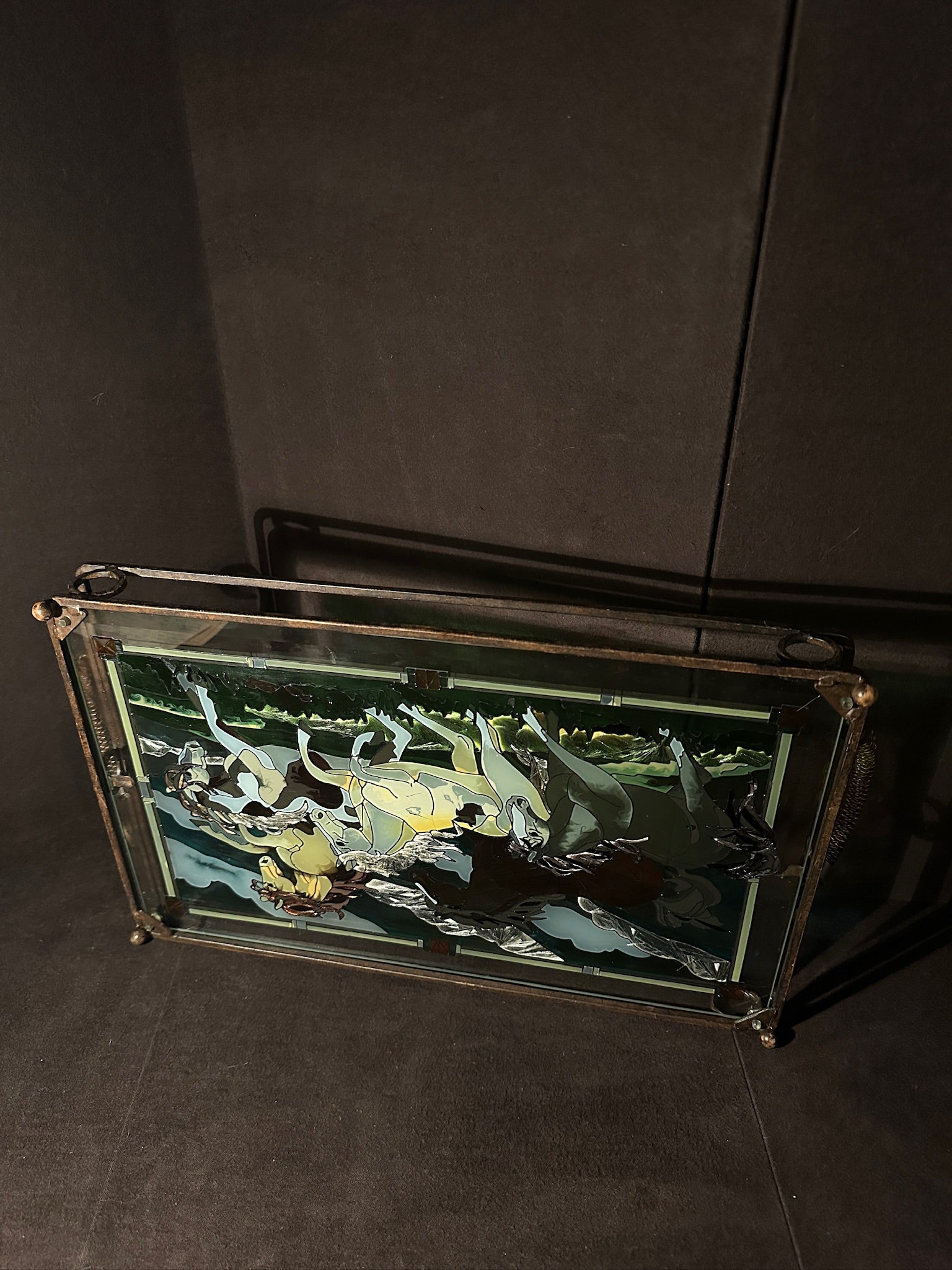Equestrian Stained-Glass-Style Serving Tray, c. 1970s