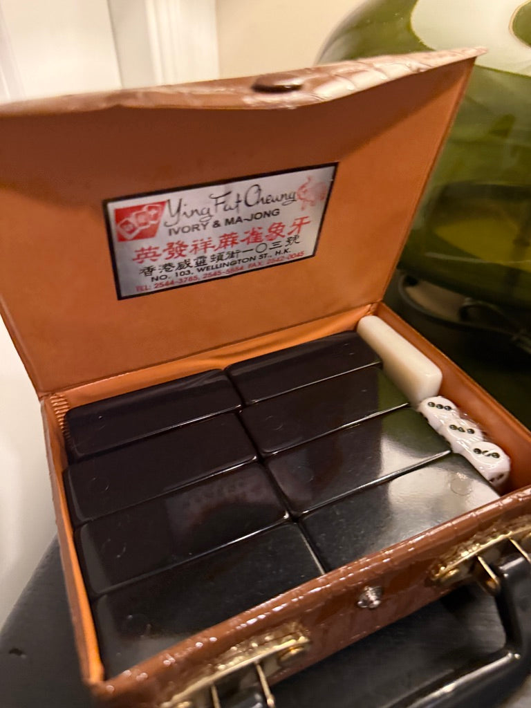 c. Late 1970s Hong Kong Travel Mahjong Set in Faux Crocodile Case