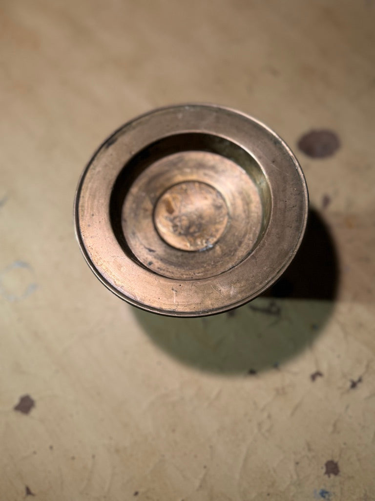 Late Victorian Turned Brass Inkwell Base (c. 1870–1910)