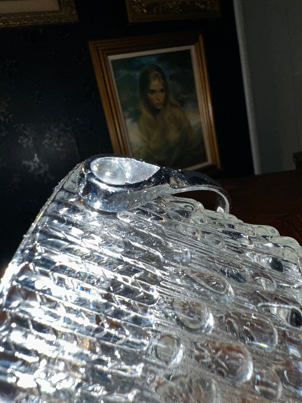 Mid-Century French Teleflora Crystal Floral Basket with Handle, c. 1960s–1970s