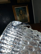 Mid-Century French Teleflora Crystal Floral Basket with Handle, c. 1960s–1970s