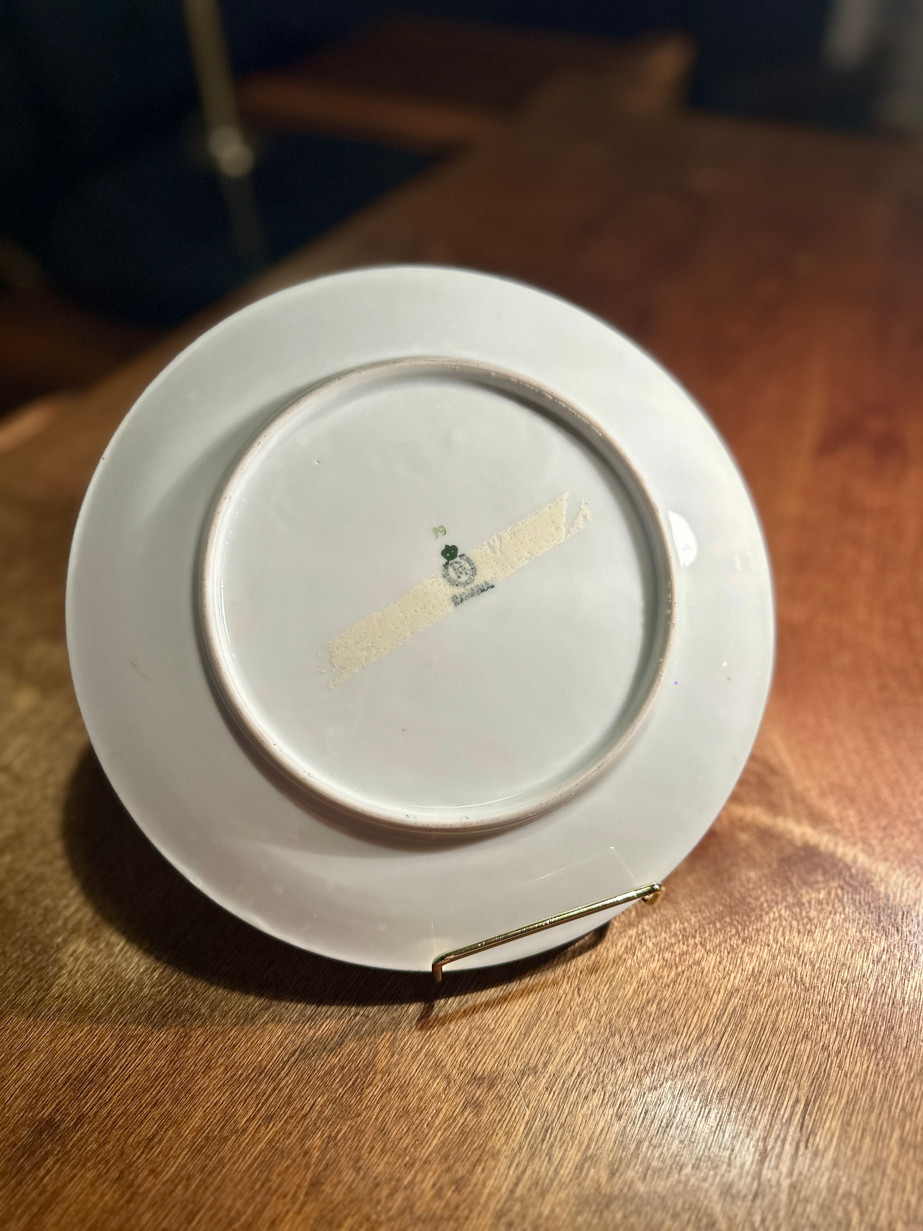 Antique Hand-Painted Porcelain Dessert Plate with Raised Enamel Flowers, c. 1900–1920