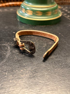 c. 1910–1930 Antique Leather Pet Collar with Engraved Metal Buckle