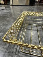 Gilt Wire Serving Tray with Twisted Rope Rail and Braided Openwork Gallery, Italian Manner, c. 1960–1990