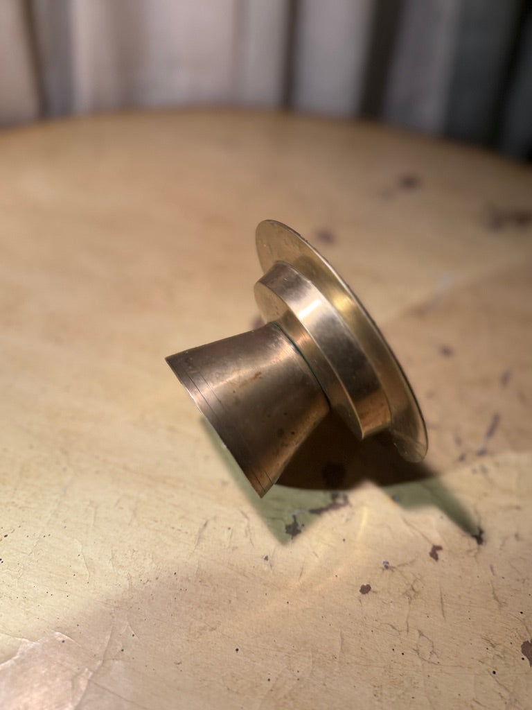 Late Victorian Turned Brass Inkwell Base (c. 1870–1910)