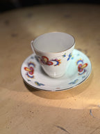 Porsgrund Porcelain Cup & Saucer Norwegian Mid-Century Folk Motif, c.1960s–70s