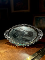Vintage Oval Glass Vanity Mirror with Beaded Frame | Early 20th Century Tabletop Mirror