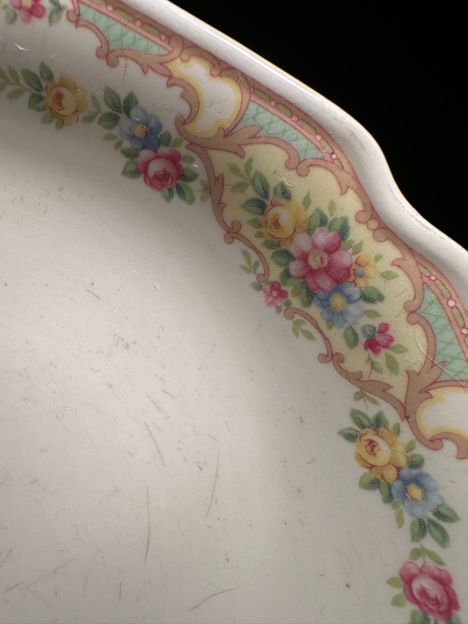 Pair of Floral Scalloped Porcelain Serving Bowls