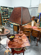 Vintage Turned Baluster Table Lamp with Mica Shade, c. 1950–1980