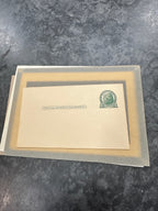 Framed 1914 One-Cent Thomas Jefferson Postal Card, Scott UX27, Green on Buff, Unused