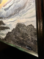Signed Simmons Coastal Seascape Oil Painting (20th Century) – Impasto Shoreline Scene