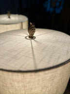 Vintage Embossed Floral Ceramic Table Lamp with Linen Shade | Elegant Neutral Accent Lamp