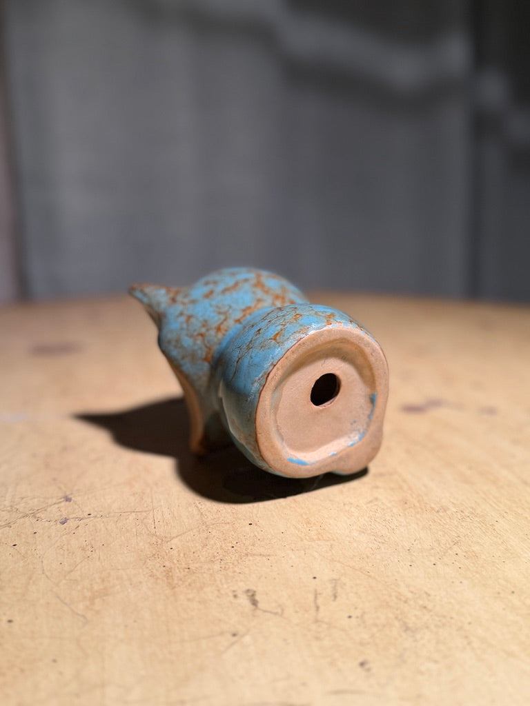 Mid-Century Ceramic Fox Planter — Turquoise Crackle Glaze (c. 1950s–1960s)