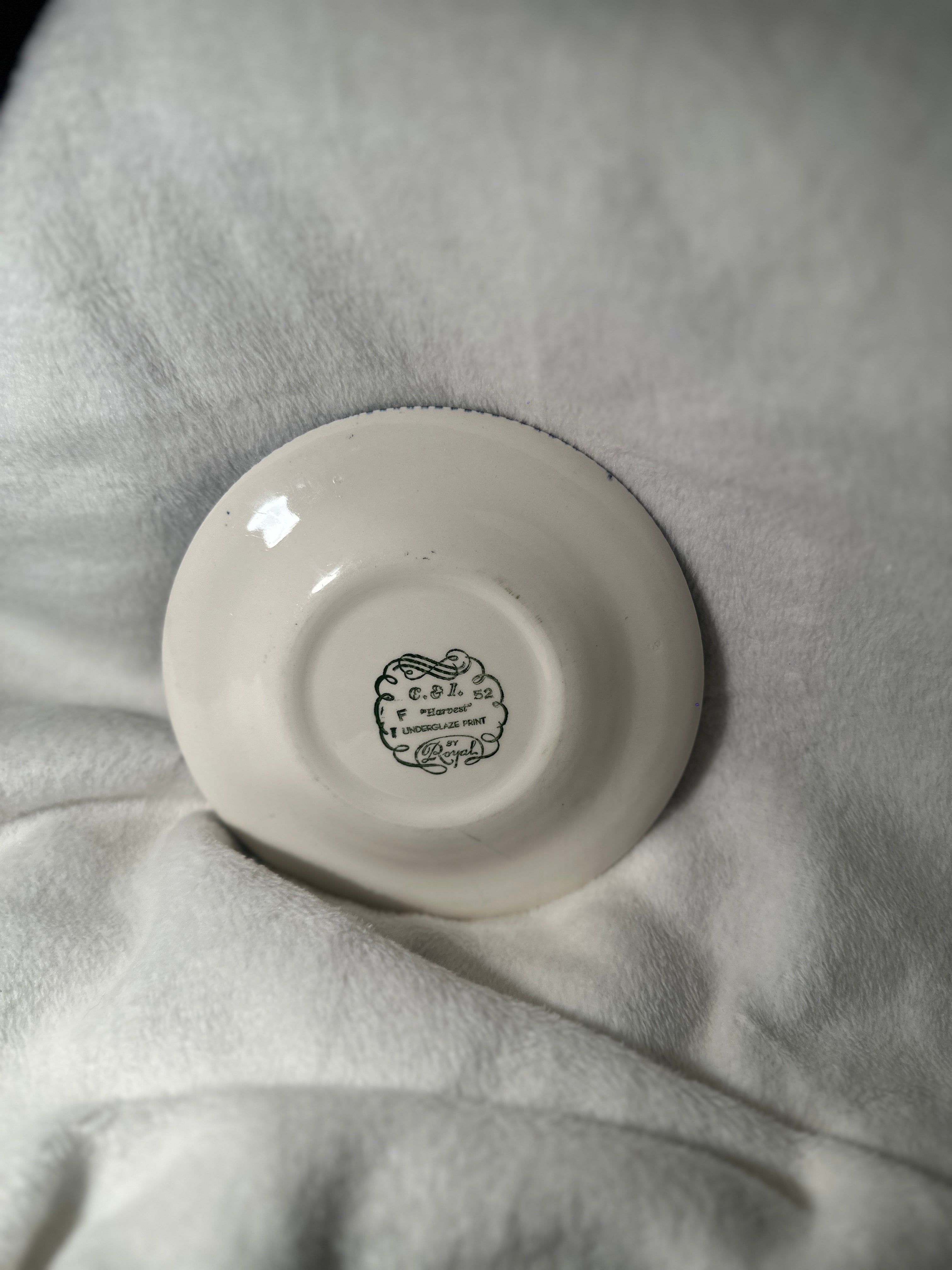 Royal China “Harvest” Blue Underglaze Transferware Plate, c. 1952