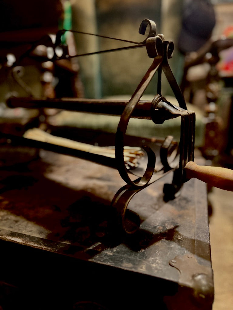 Antique Forged Iron Newspaper Roller – Early 1900s Fire Twister Tool