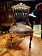 Victorian Upholstered Parlor Chair with Original Horsehair Back and Recovered Seat, c. 1880–1900