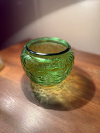 Textured Green Glass Bowl with Organic Relief Surface, Mid-20th Century
