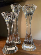 Vintage Cut Crystal Candlesticks, Set of Three, c. 1965