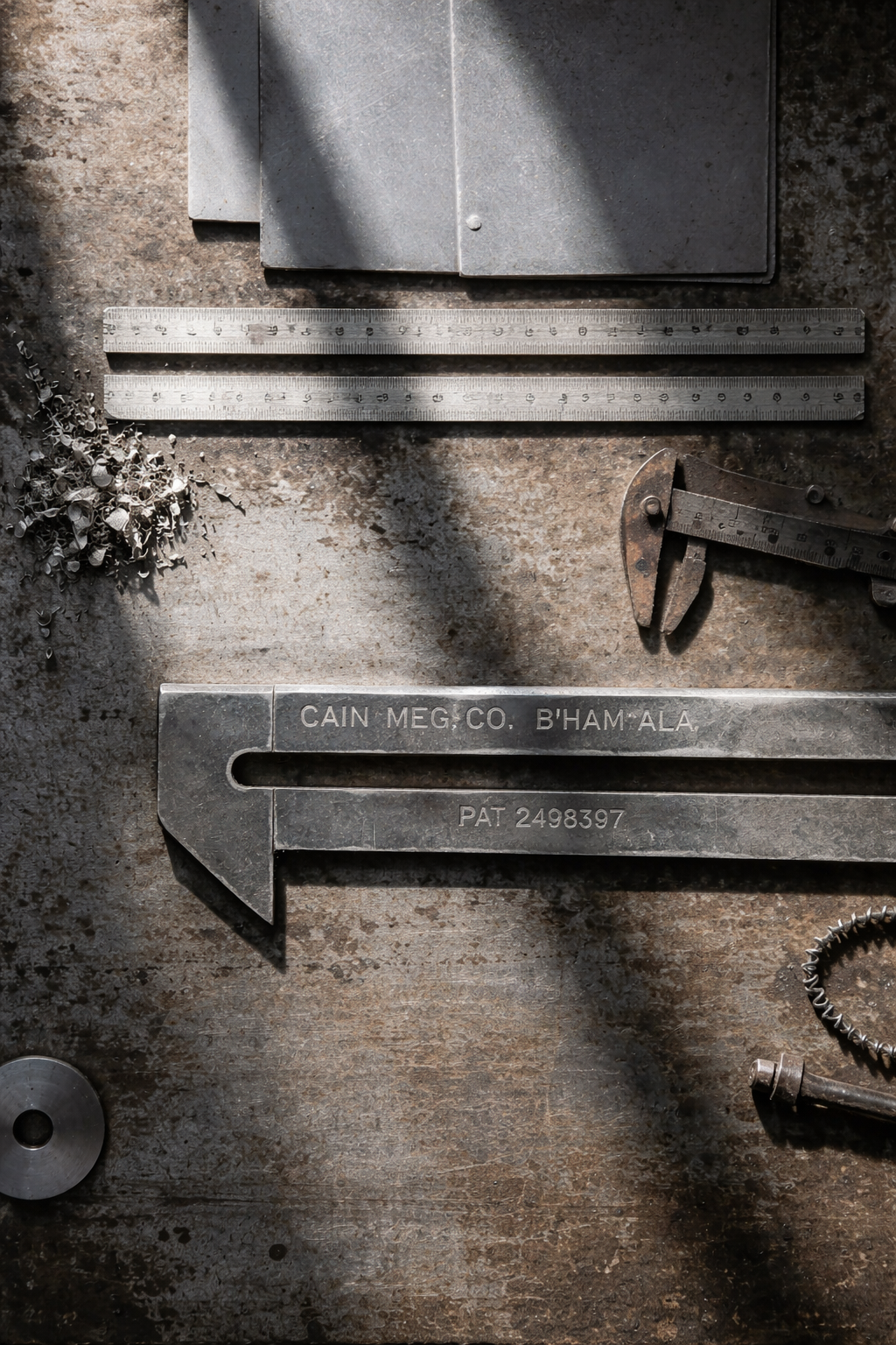 Vintage Cain Mfg. Sheet Metal Layout Tool, Patented 1950 Industrial Marking Tool