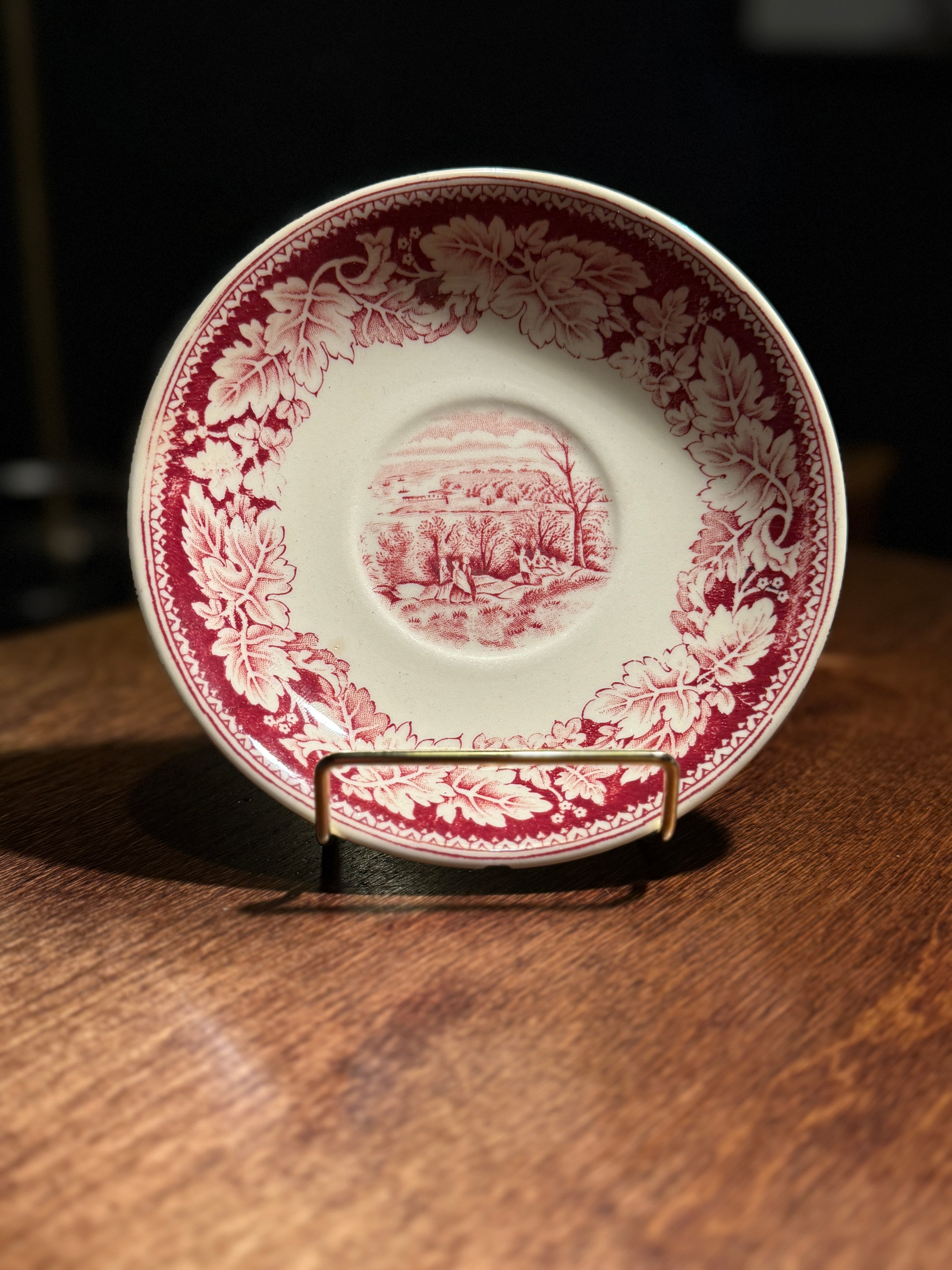 Currier & Ives “View of New York” Red Transferware Bowl by Homer Laughlin, Made in USA (c. 1940s–1950s)