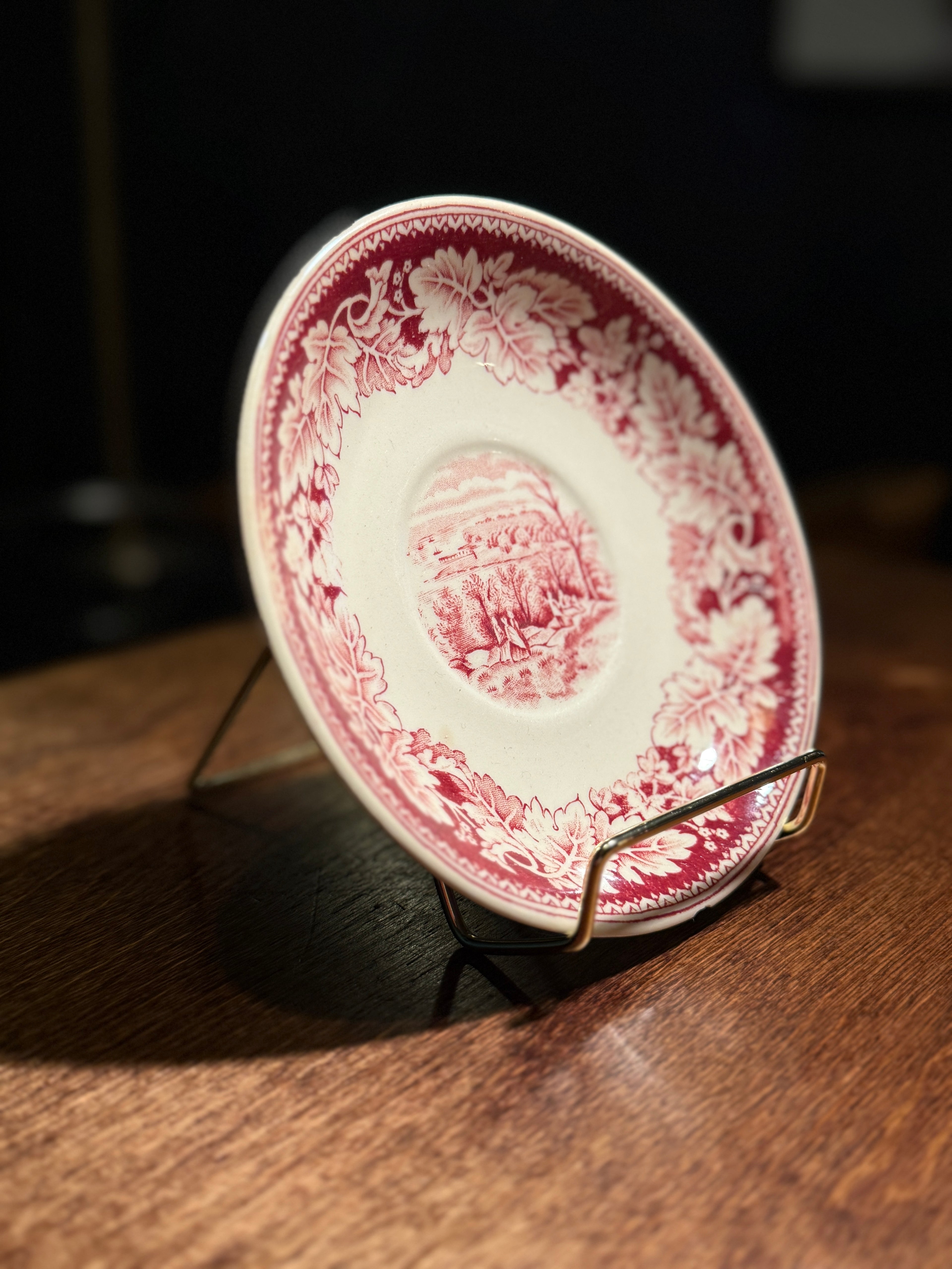 Currier & Ives “View of New York” Red Transferware Bowl by Homer Laughlin, Made in USA (c. 1940s–1950s)